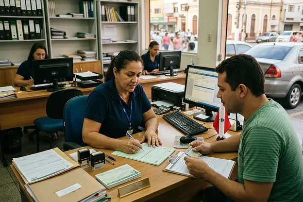 Profissional ajudando na transferência de veículo em Belém.